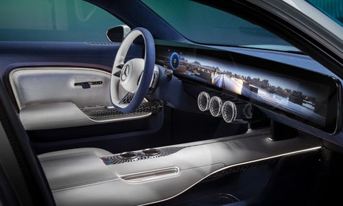 A photo of the inside of the new electric Mercedes