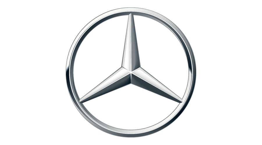 The logo of Mercedes on a white background