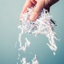 Paper shreds left over after document destruction
