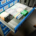A drawer in the e-bunker filled with tapes for offline backup preservation